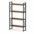 4-Tier Metal and Wood Bookshelf Brown and Black 120cm x 60cm x 30cm