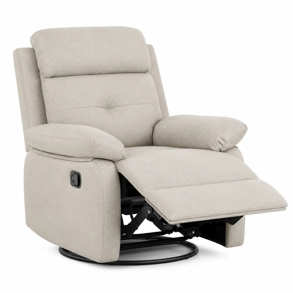 Fabric Recliner Chair with Beige Swivel Rocker