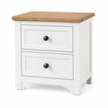 MDF Nightstand with 2 Drawers White and Oak 45x35x50 cm