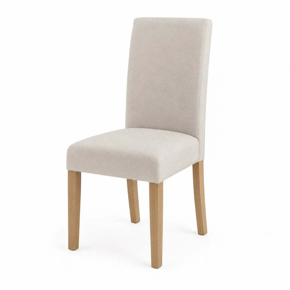 Dining Chair with Solid Wood Legs in Beige