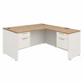 L-Shaped MDF and Particleboard Desk with Oak Veneer and White Panels 160 cm x 120 cm x 75 cm