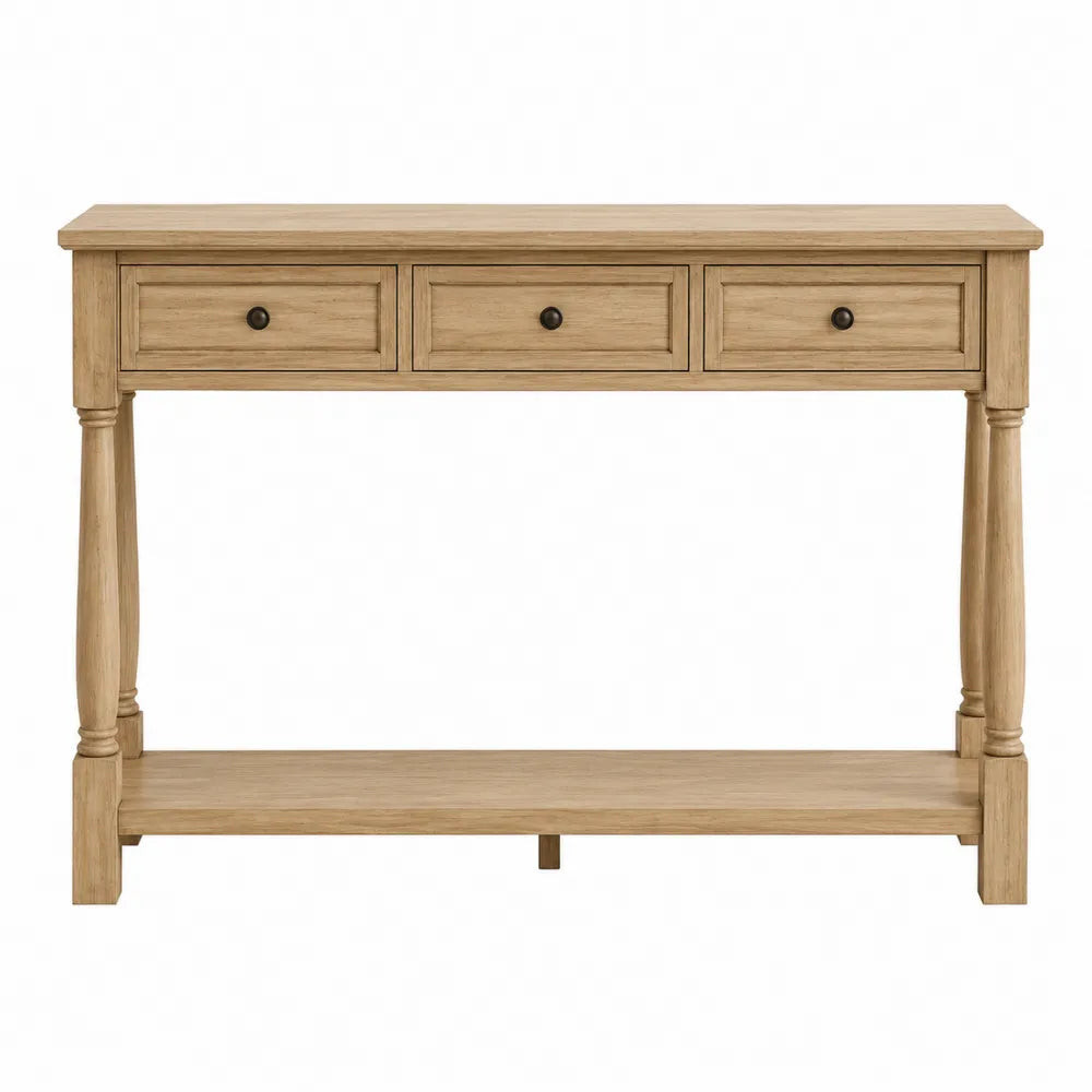 Wood Console Table with 3 Drawers and Shelf 120cm x 40cm x 80cm