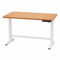 Bamboo Adjustable Desk with White Metal Legs