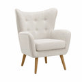 Wingback Accent Chair Upholstered Fabric Beige
