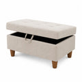 Fabric Storage Ottoman with Cushion Top Beige 80x40x42 cm