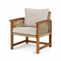 Outdoor Armchair with Acacia Wood Frame and Polyester Cushions