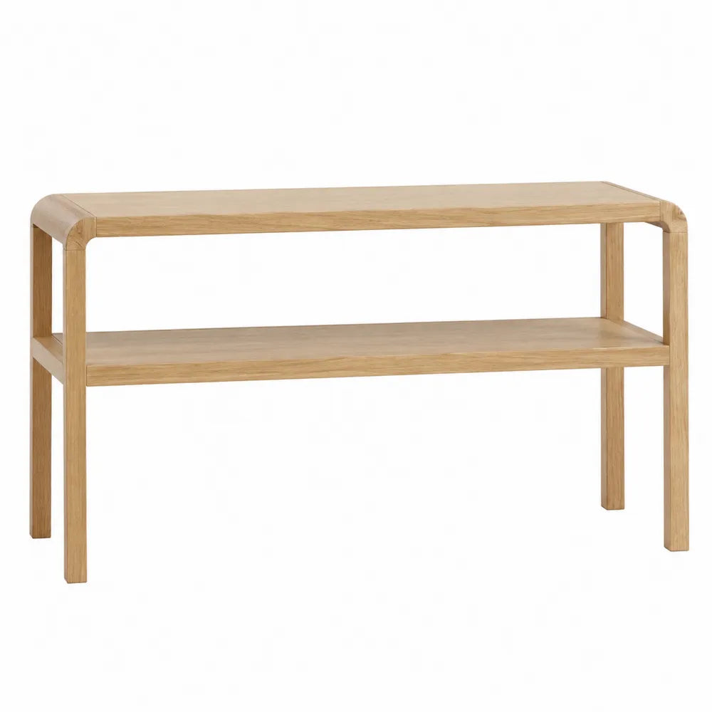 Solid Oak Console Table with Two Shelves 120cm
