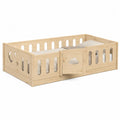 Pine Wood Toddler Bed with Safety Rail and Cutout Design 140x70cm