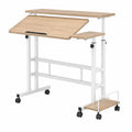 Adjustable Drafting Desk with Oak MDF Top and Metal Frame