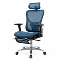 Blue Ergonomic Mesh Office Chair with Adjustable Headrest