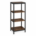 4-Tier Rectangular Particleboard and Metal Bookcase Rustic Brown Black