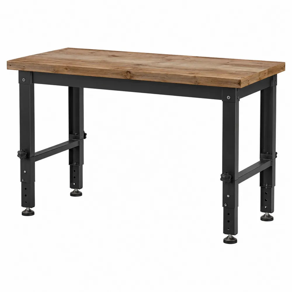 Rectangular Solid Wood and Steel Adjustable Desk 120cm x 60cm