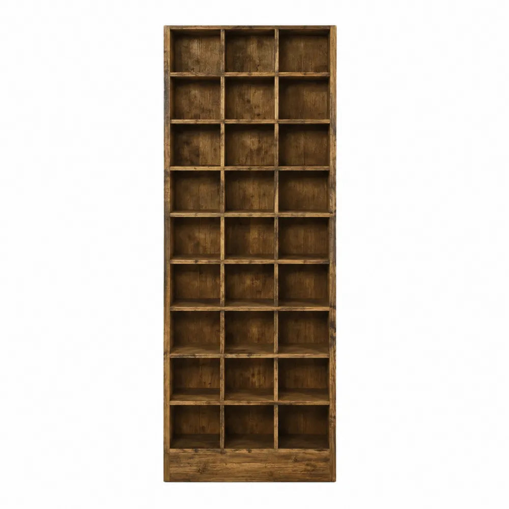 Tall Wood Storage Shelf with Compartments Brown 180x60x30 cm