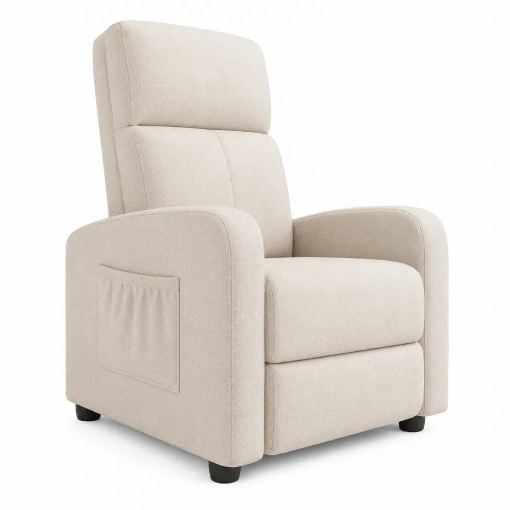 Recliner Chair Linen Fabric Beige 102cm x 80cm x 90cm