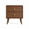 Solid Wood Nightstand with Two Drawers Brown