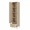 Tall Wardrobe with Drawer Light Oak 180 cm Height