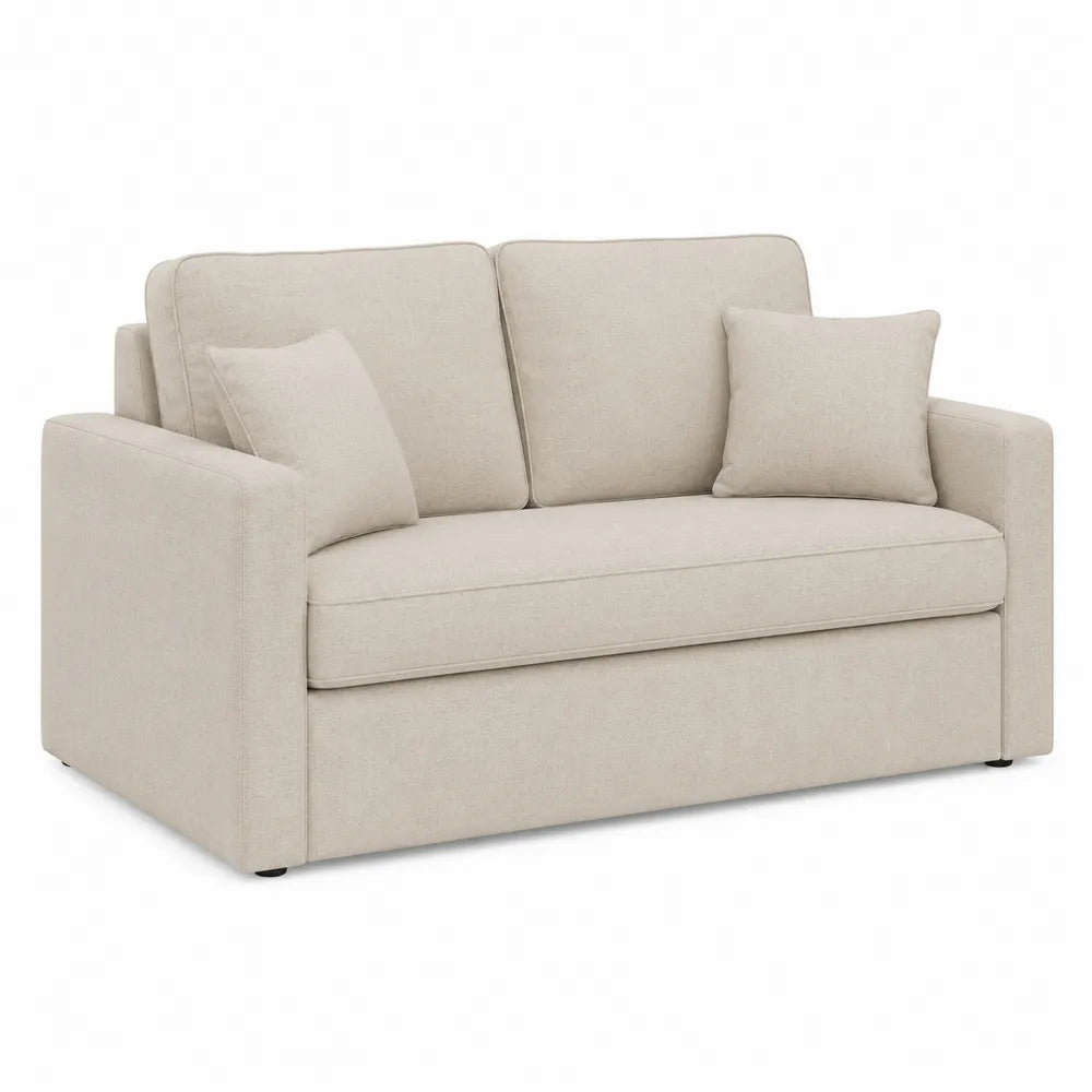 Beige Fabric Loveseat Sofa with Cushions