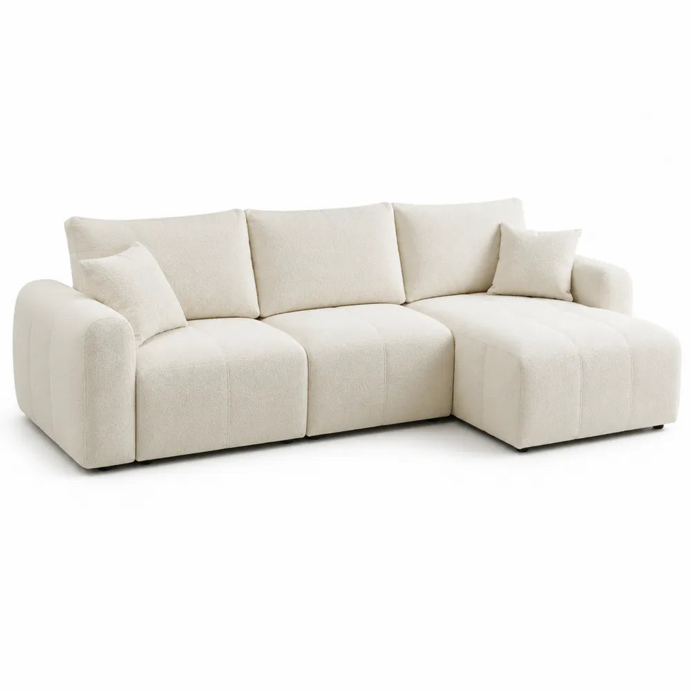 Beige Fabric Sectional Sofa with Chaise