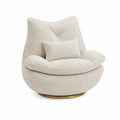 Round Swivel Chair Bouclé Fabric Beige 90 cm