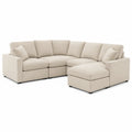 Sectional Sofa Set Corduroy Fabric Beige with Chaise