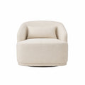 Round Fabric Swivel Chair Polyester Beige 85cm