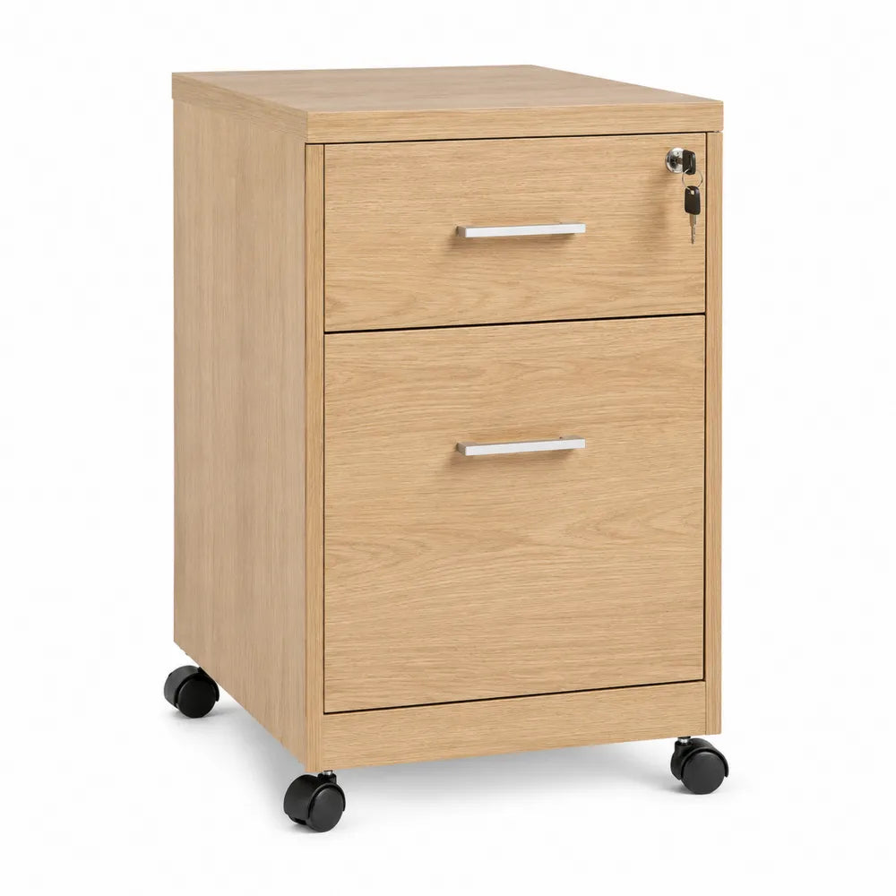 Wood 2-Drawer Mobile File Cabinet with Lock and Wheels