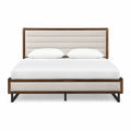 King Size Upholstered Wood Bed Frame Beige