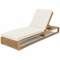 Teak Outdoor Chaise Lounge with Adjustable Cream Polyester Cushions