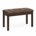 Wood Frame Bench with Faux Leather Seat Brown 102cm