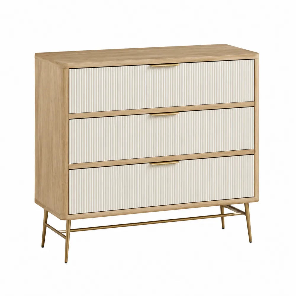 MDF 3-Drawer Dresser with Metal Legs