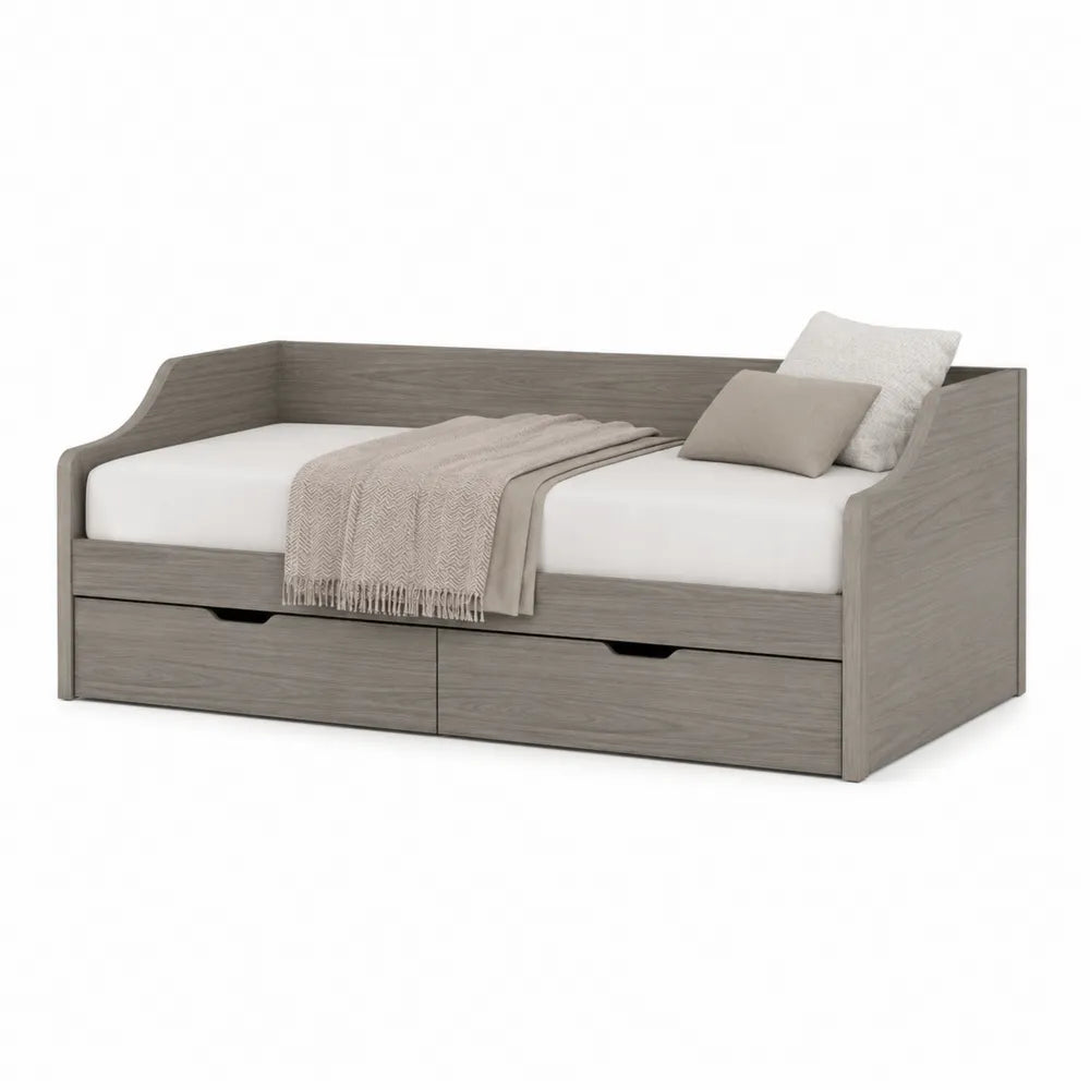 Twin Wood Daybed with Storage Drawers in Gray