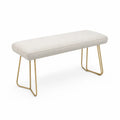 Rectangular Upholstered Bench Beige Fabric with Metal Legs