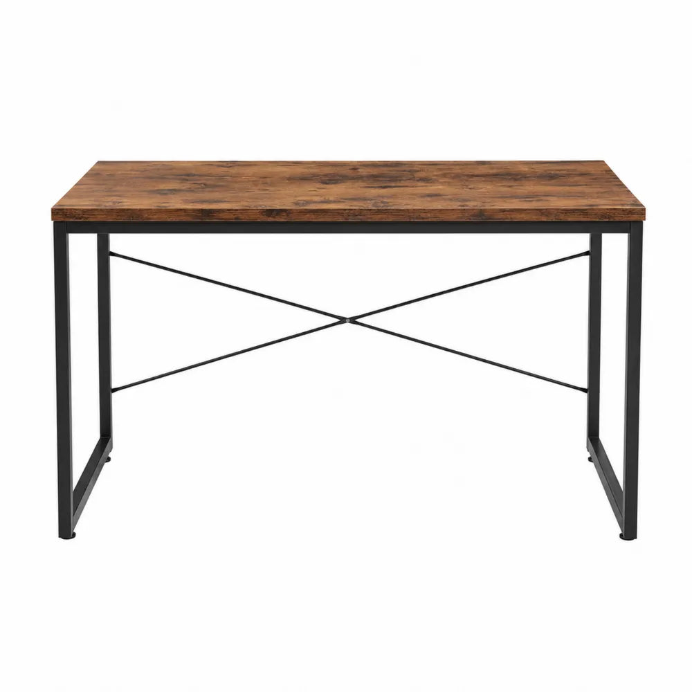 Wood and Metal Industrial Desk with Rustic Brown Finish 120x60x75 cm