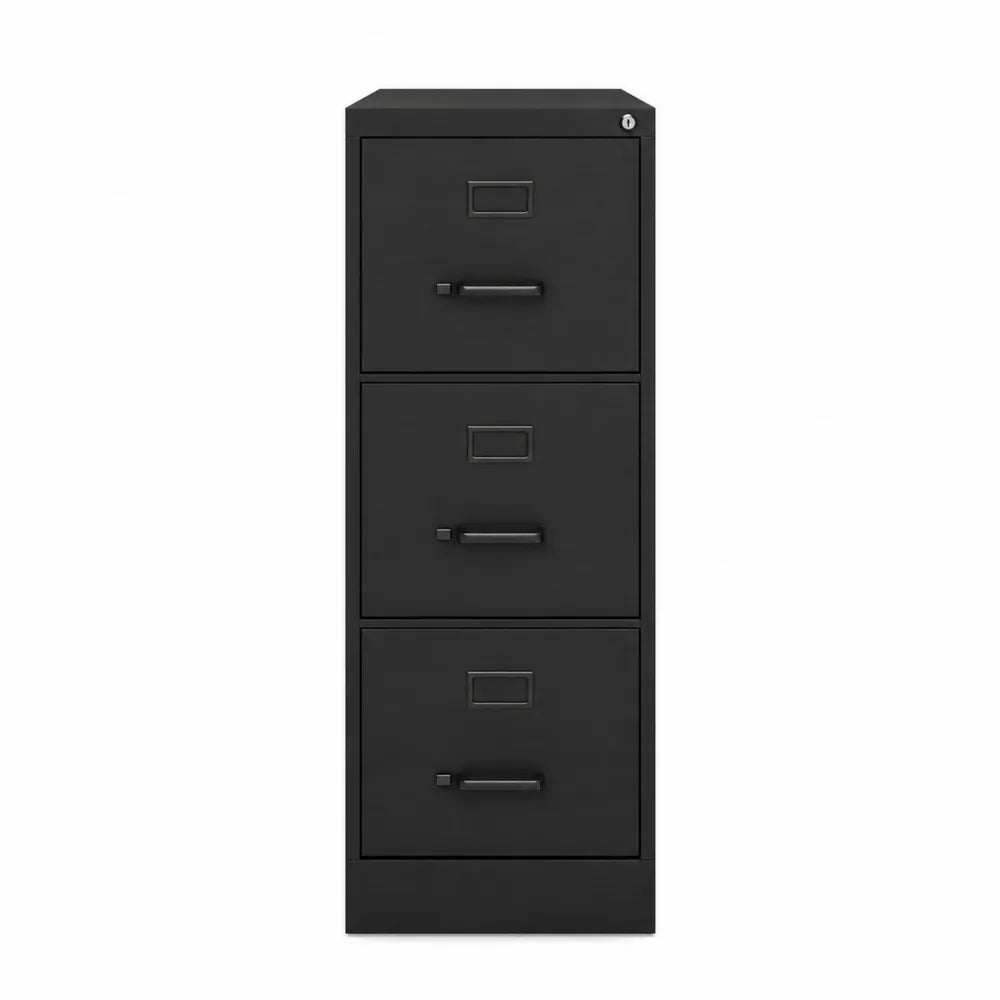 Steel Vertical File Cabinet 3 Drawer Black