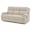 Beige Corduroy Reclining Sofa 3-Seater Upholstery