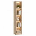 Tall Wooden Bookcase with LED Lighting Oak 180cm