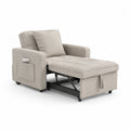 Convertible Armchair Sofa Bed Linen Light Gray