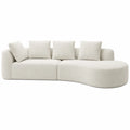 Curved Sectional Sofa Polyester Fabric Beige
