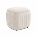 Square Upholstered Ottoman Fabric Beige 40x40x45 cm