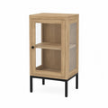 Wood Display Cabinet with Tempered Glass Door and Metal Legs