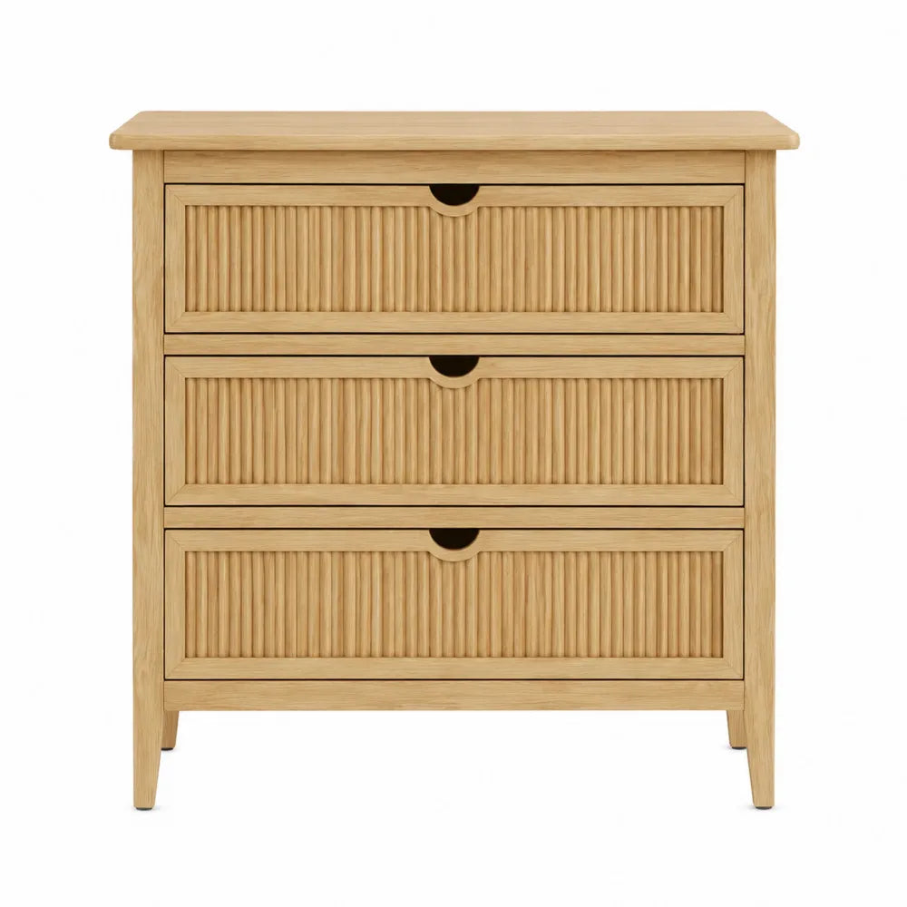Wood 3-Drawer Dresser with Natural Finish 90cm x 40cm x 80cm