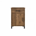 Solid Oak Wood Nightstand with Metal Handles 60x45x35 cm