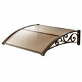 Curved Polycarbonate and Metal Door Awning Brown 120cm x 80cm