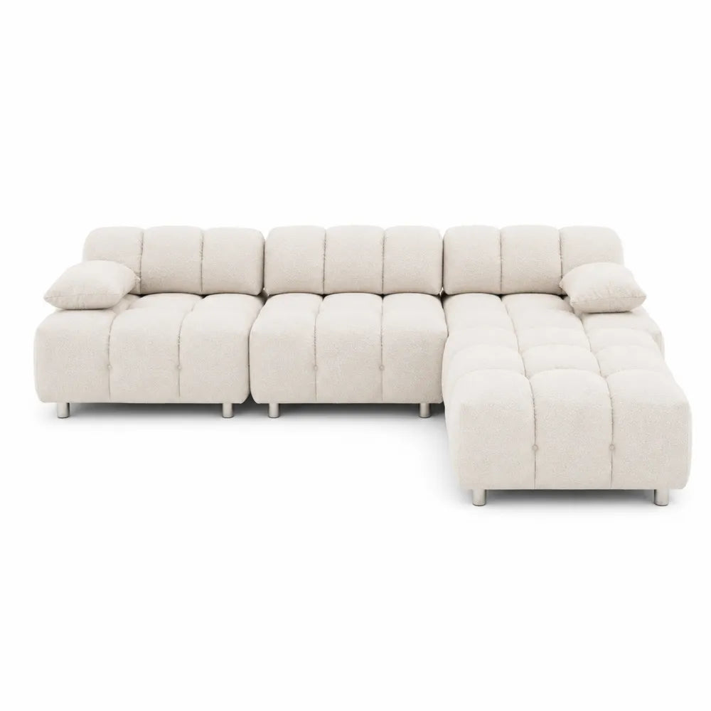 L-Shaped Sectional Sofa Set Fabric Beige