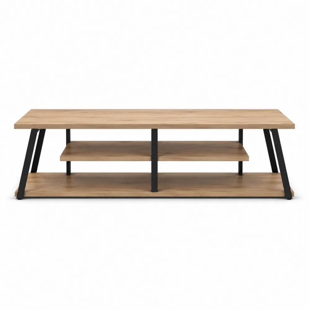 Rectangular Wood TV Stand with Metal Frame 120x40x45 cm