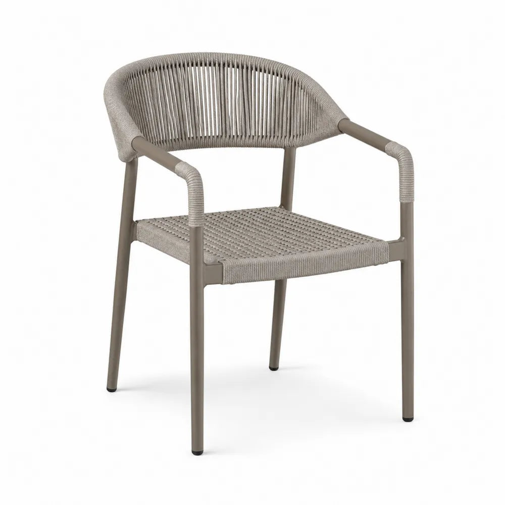 Aluminum Frame Rope Chair Beige 82cm x 56cm x 58cm