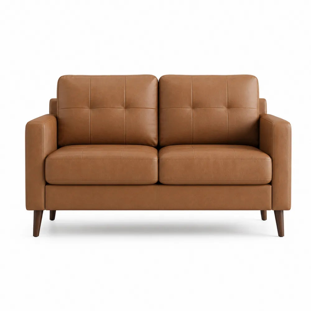 PU Leather Loveseat Sofa Brown 134cm Width