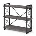 Three-Tier Metal Frame Bookcase with Engineered Concrete Shelves 80cm x 30cm x 90cm Gray