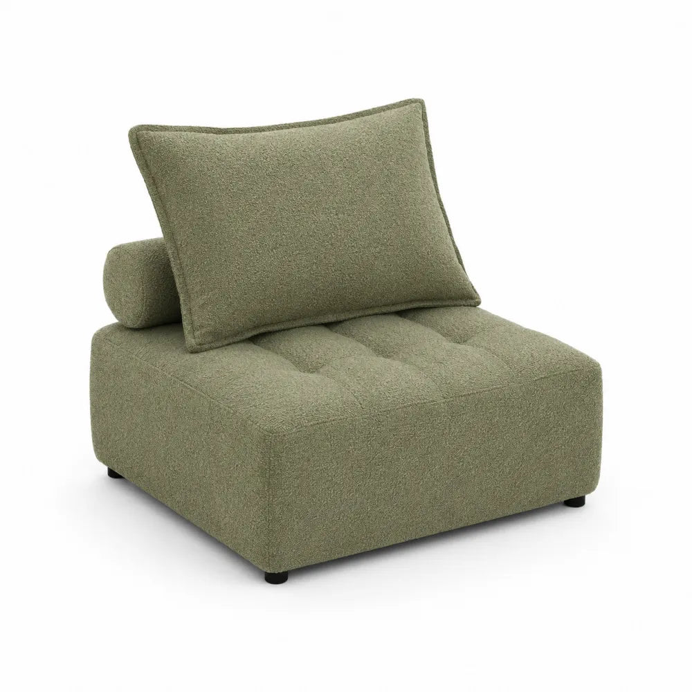 Olive Green Polyester Modular Sofa Chair with Cushions 30x30x20 inch