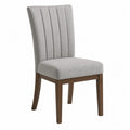 Upholstered Dining Chair Solid Wood Frame Gray Polyester Blend 44cm Width